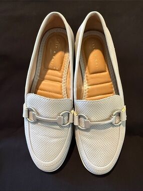 Kelly & Katie Light Blue Perforated Loafers with Silver Metal Bit